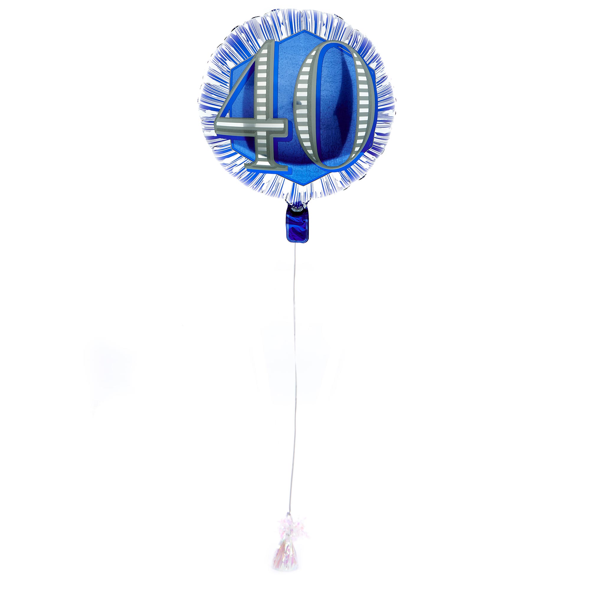 Blue & Silver 40th Birthday Balloon & Lindt Chocolate Box - FREE GIFT CARD!