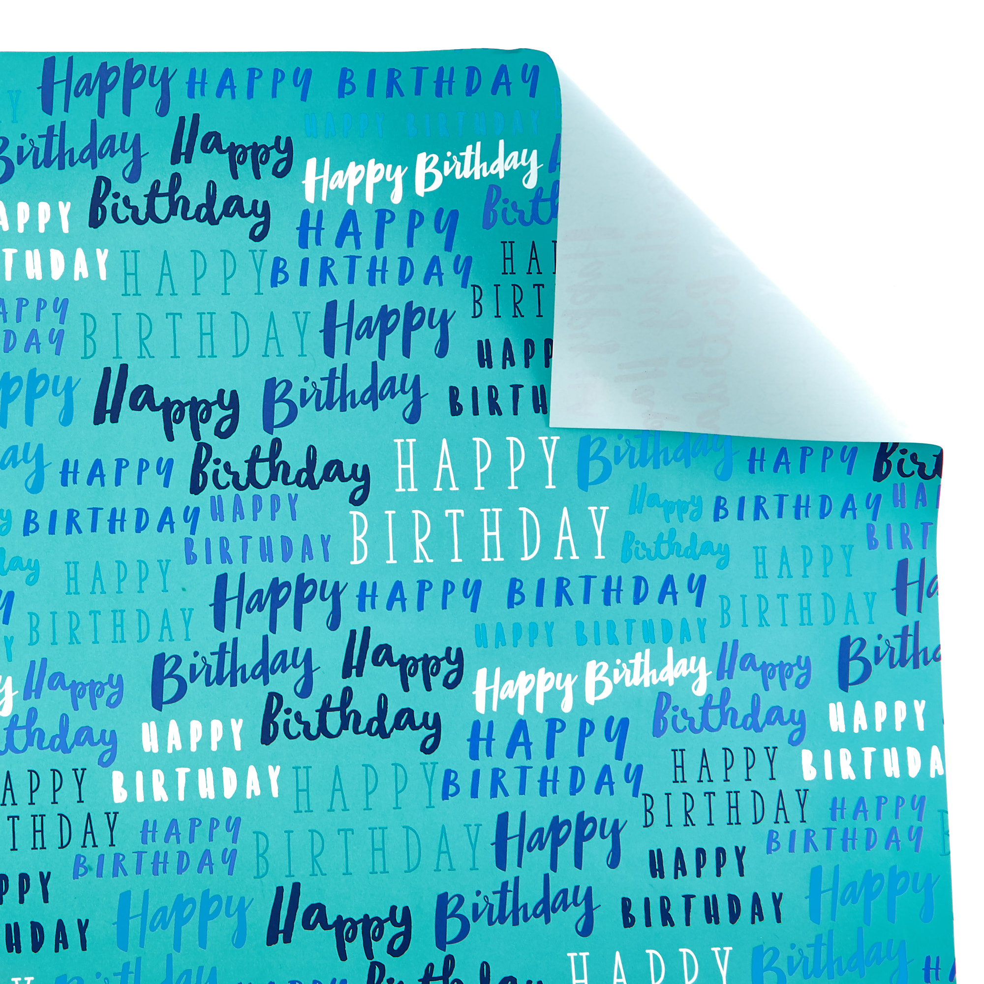 Blue Birthday Messages Wrapping Paper - 1 Sheet