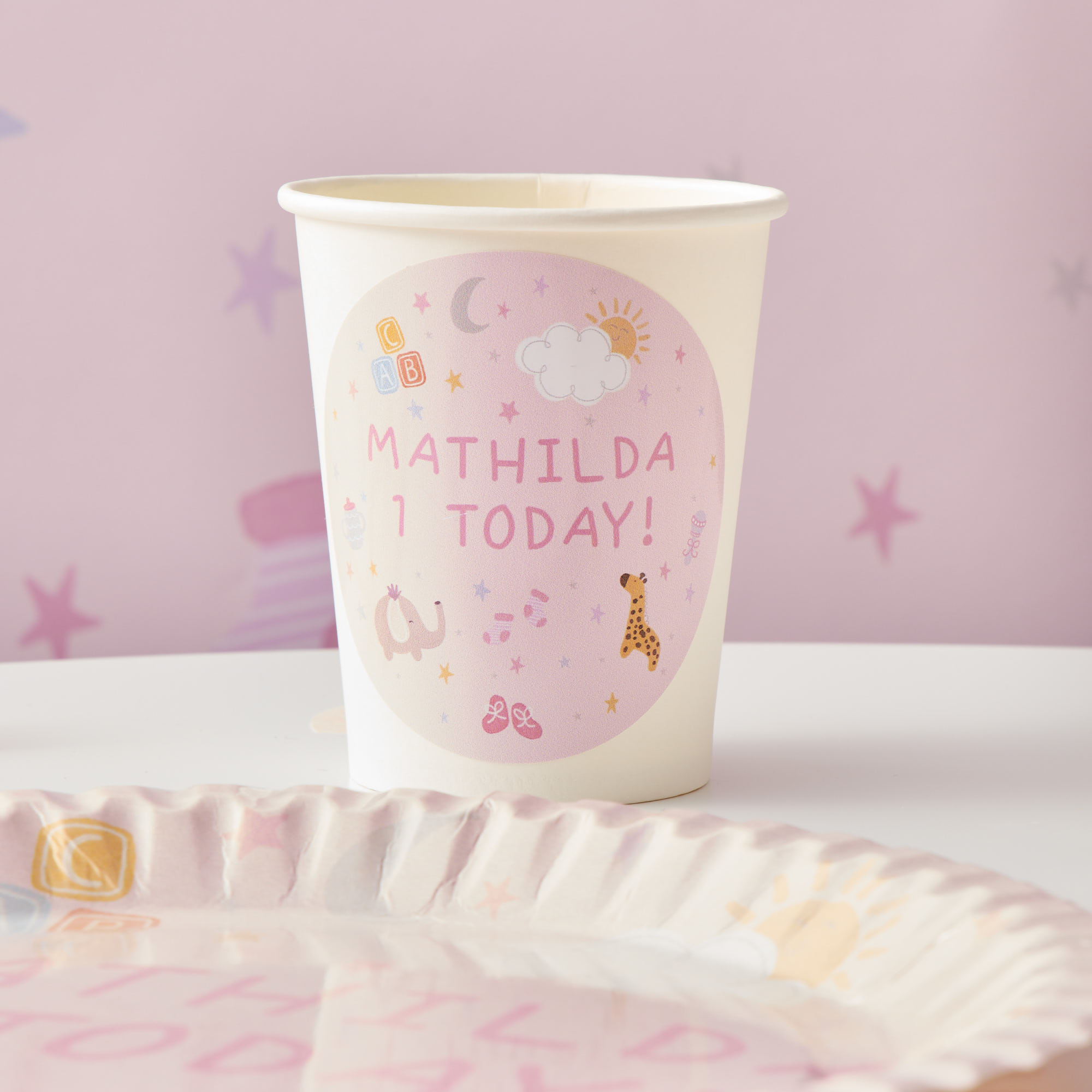 Baby Pink Personalised Party Cup