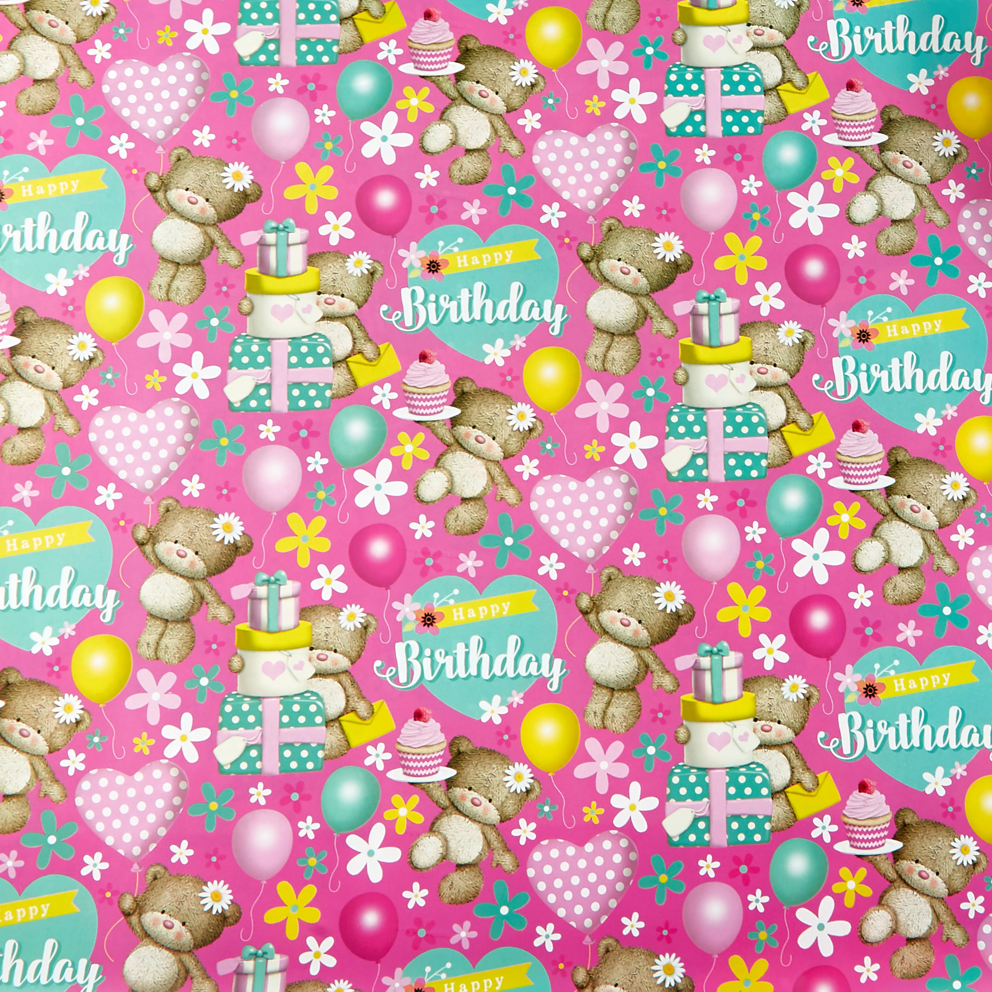 Hugs Pink Birthday Wrapping Paper - 24 Sheets