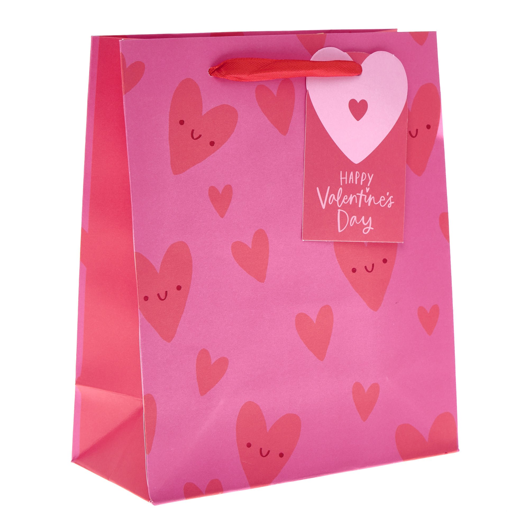 Pink & Red Hearts Medium Portrait Valentine's Day Gift Bag