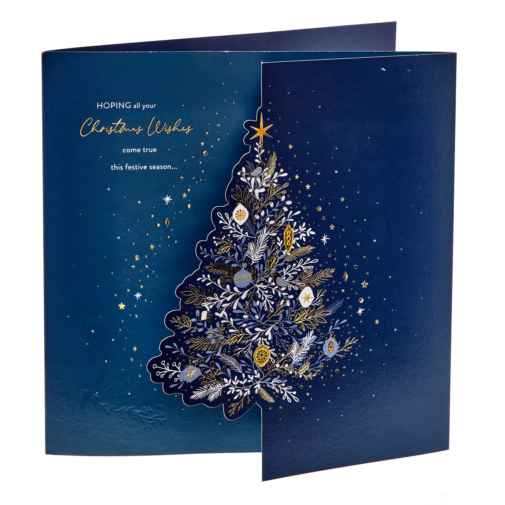 Navy & Gold Tree Premium Christmas Card