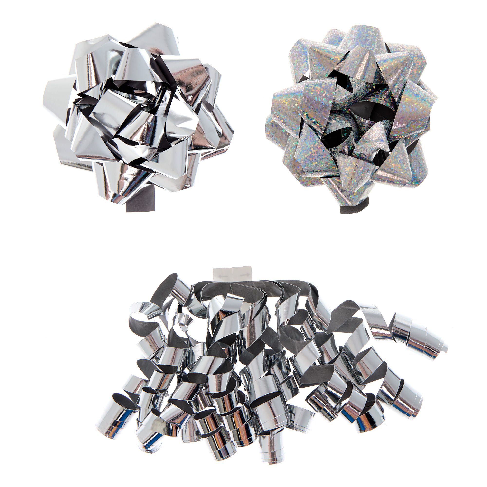 Silver Christmas Bows & Curls Pack