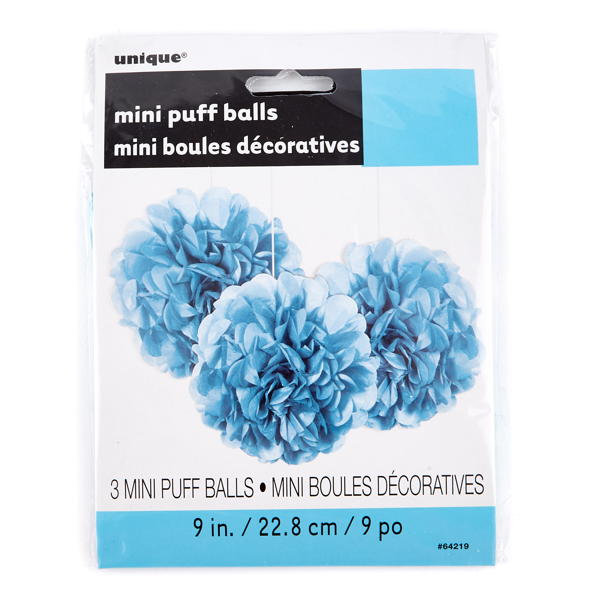 Mini Tissue Paper Pom-Pom Party Decorations - Powder Blue (Pack Of 3)