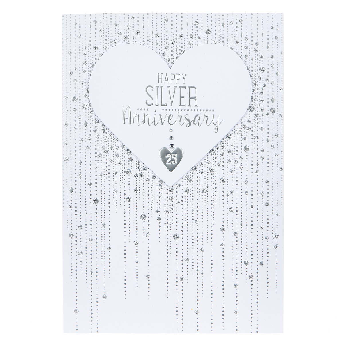 25th Wedding Anniversary Card - Silver Heart