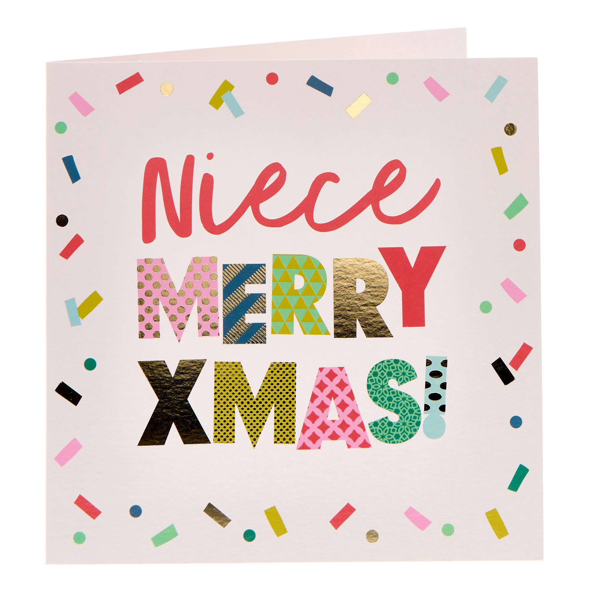 Niece Merry Xmas Confetti Christmas Card