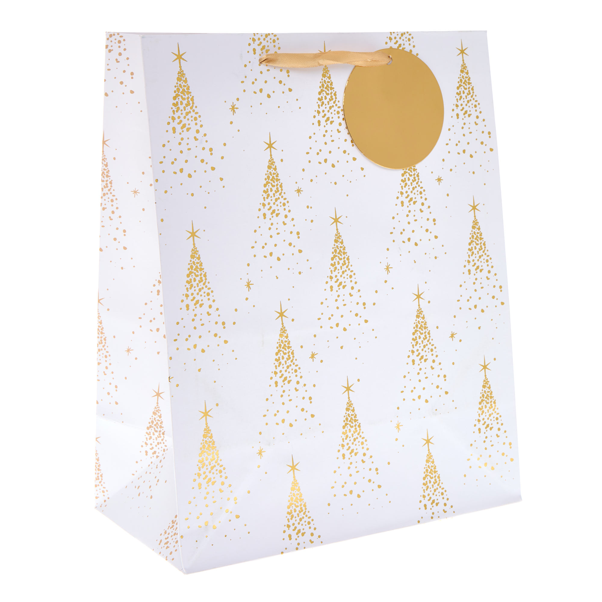 Gold Trees Large Portrait Christmas Gift Bag