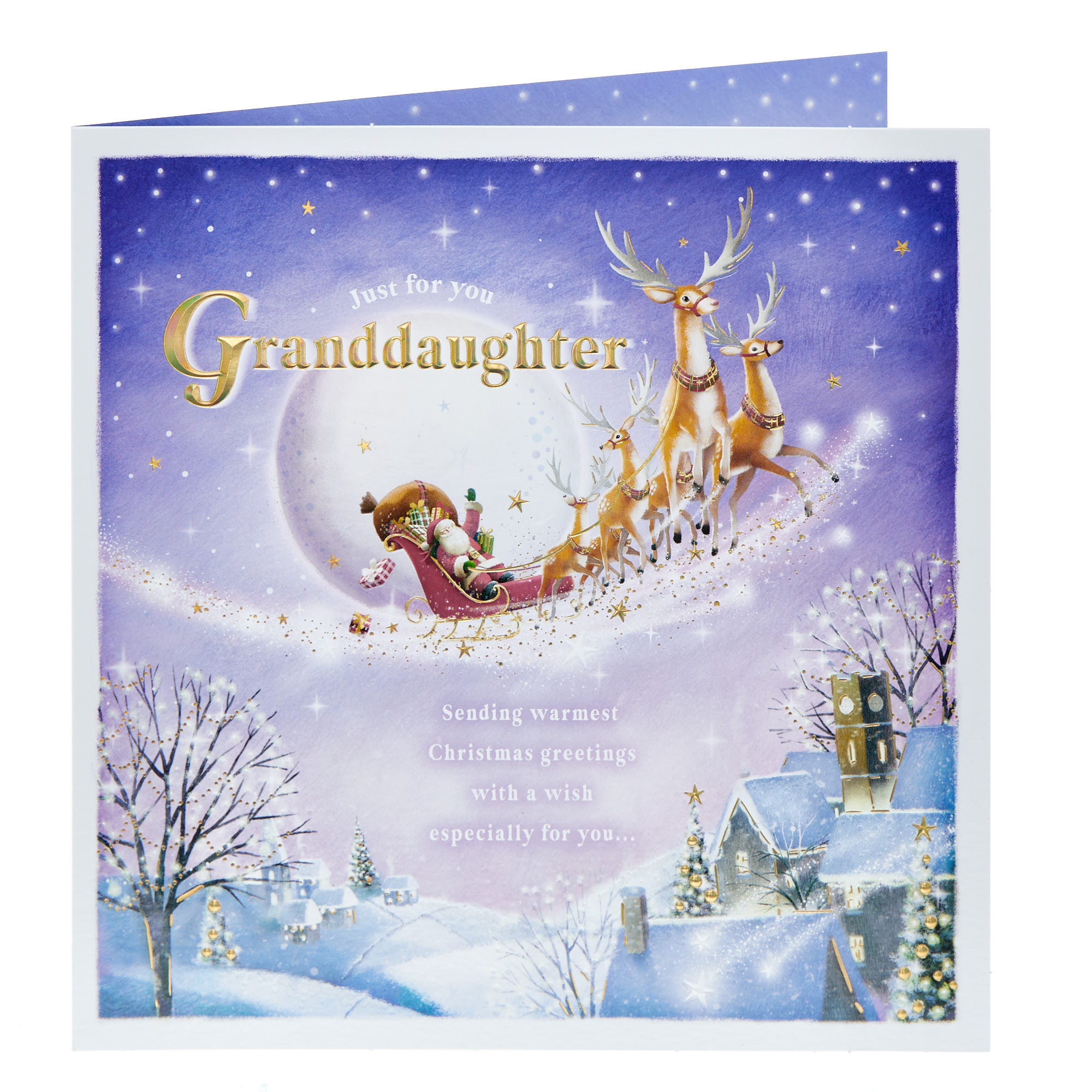 Granddaughter Santa Sleigh Christmas Card