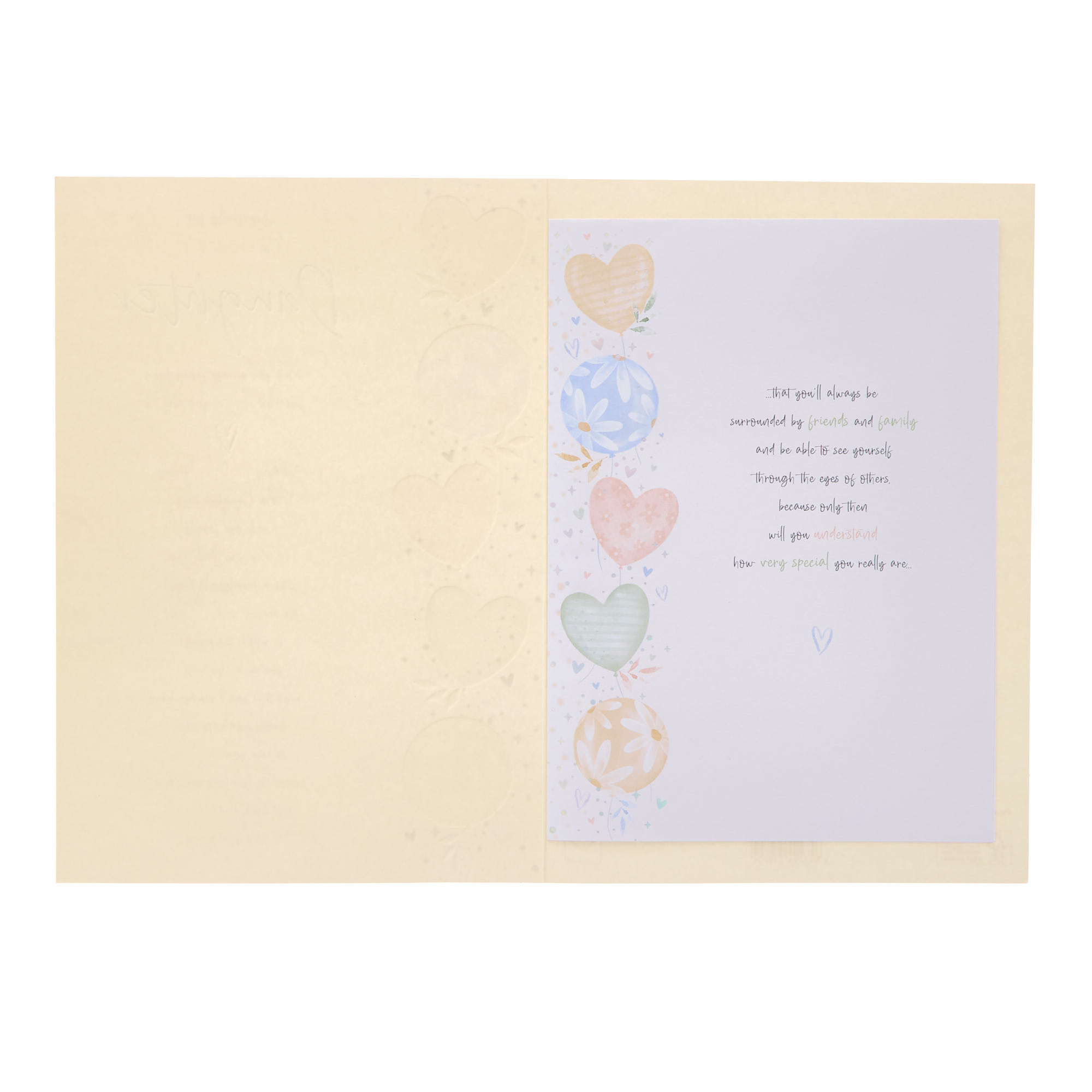 Daughter Heart & Balloons Birthday Card