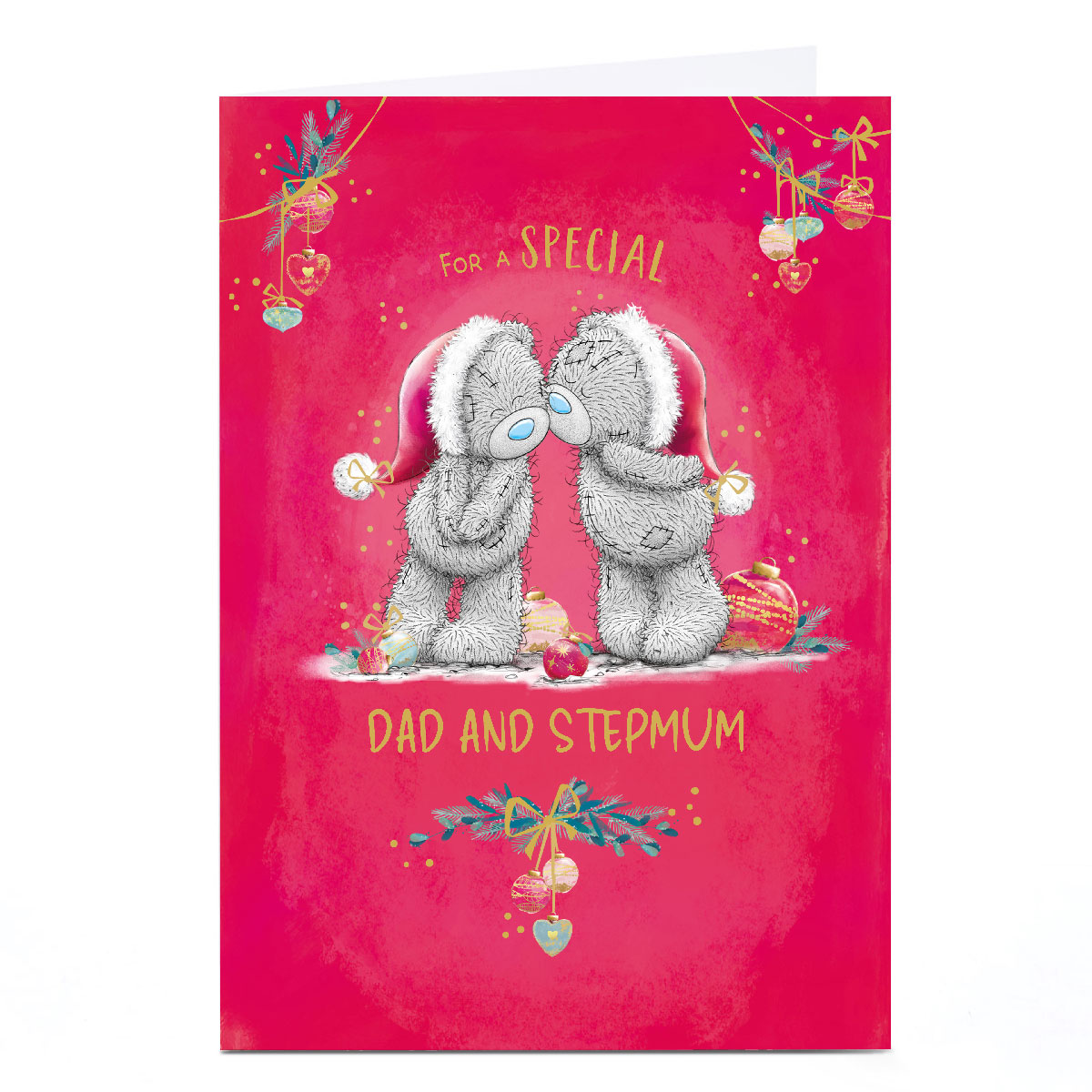 Personalised Tatty Teddy Christmas Card - For a Special Dad and Stepmum