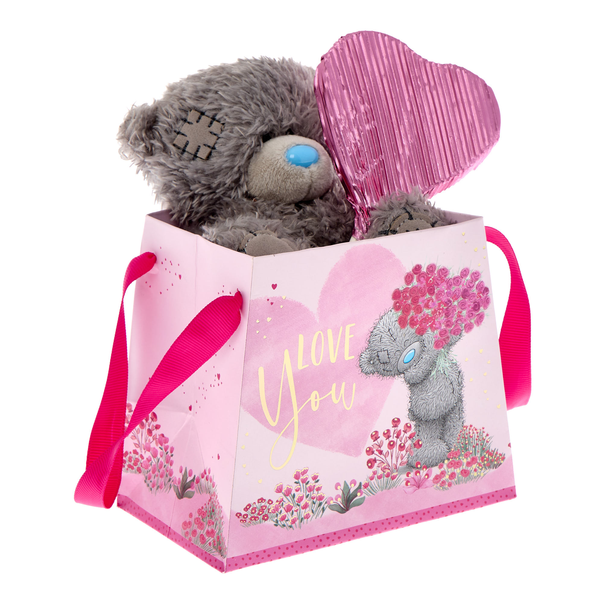 Love You Tatty Teddy Bear & Chocolate Lollipop in a Bag