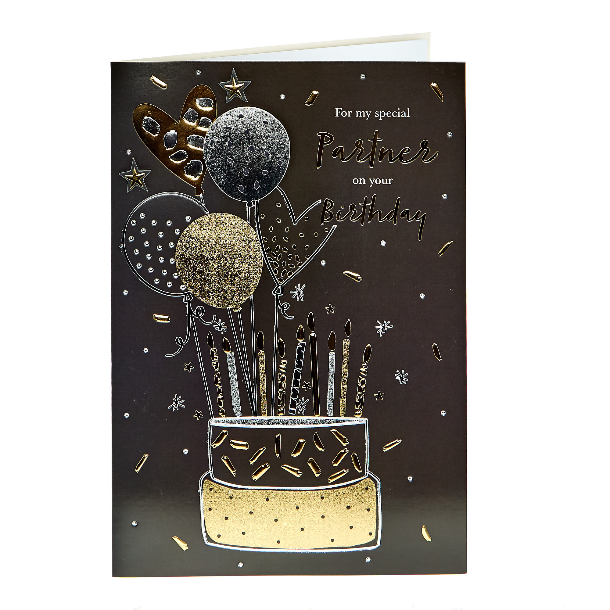 Birthday Card - Partner Black & Gold