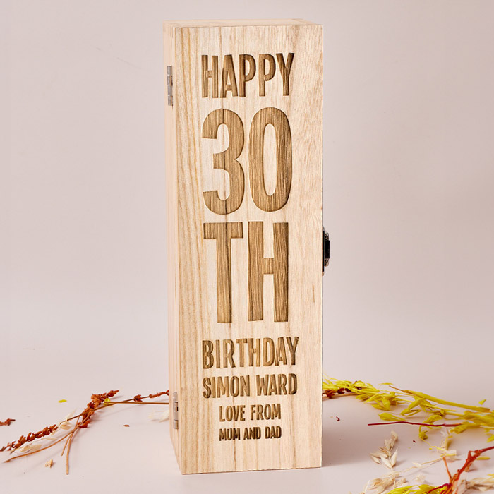 Engraved Wooden Box With Laurent-Perrier Champagne - 30th Birthday