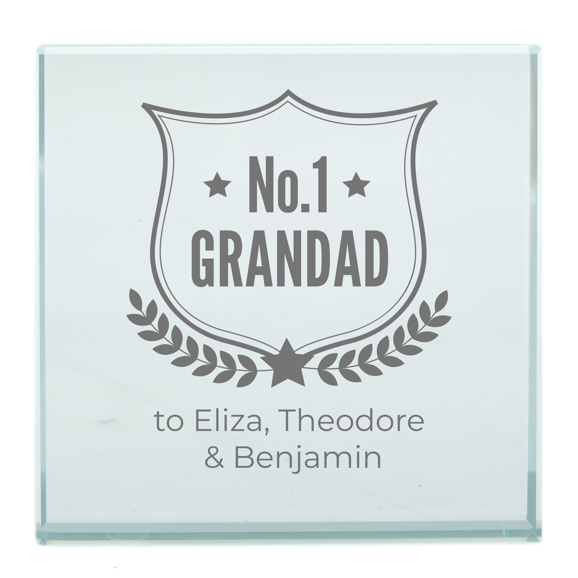 Personalised Engraved Glass Token - No. 1 Grandad