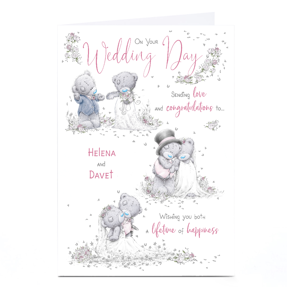 Personalised Tatty Teddy Wedding Card - Lifetime of Happiness