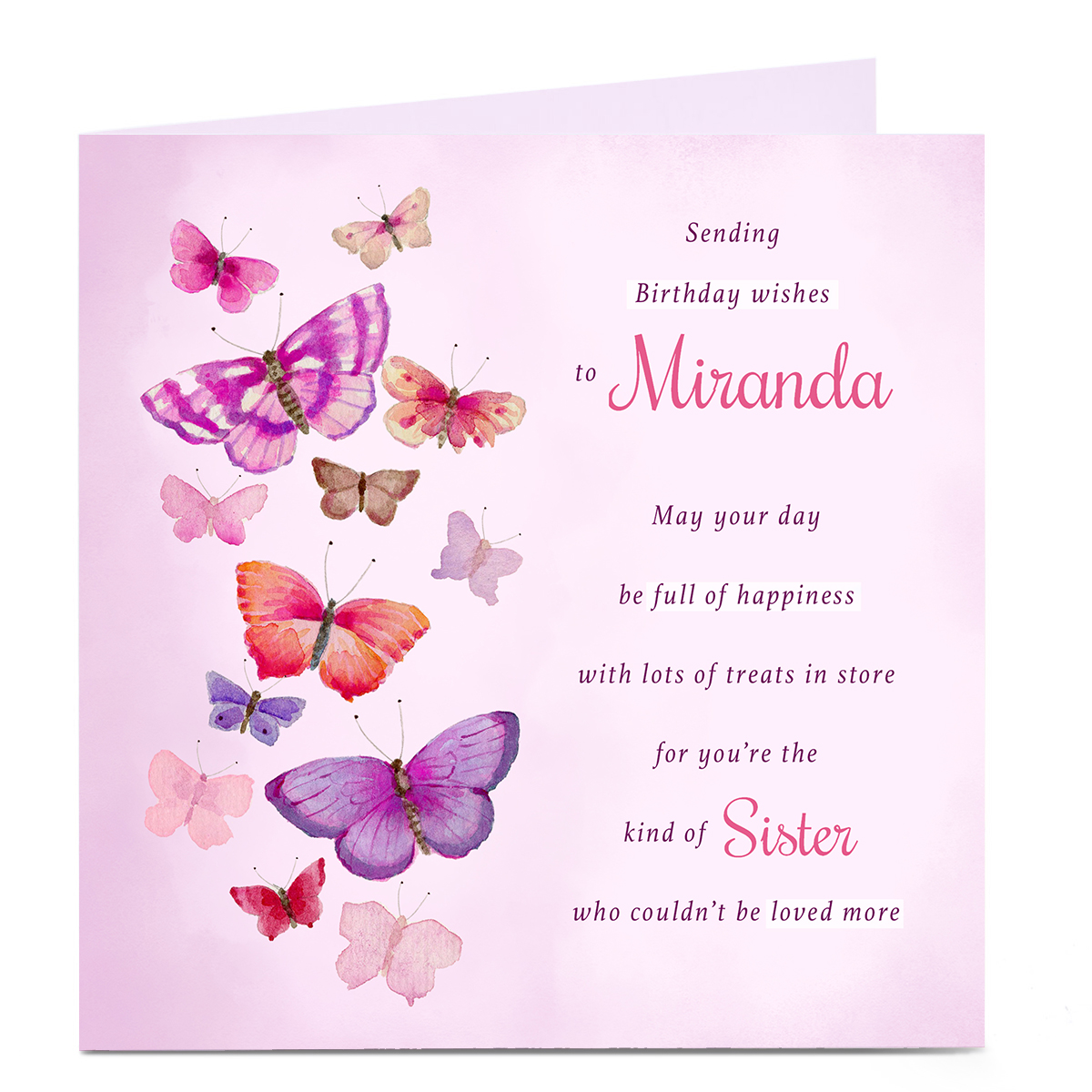 Personalised Charity Birthday Card - Butterflies Verse