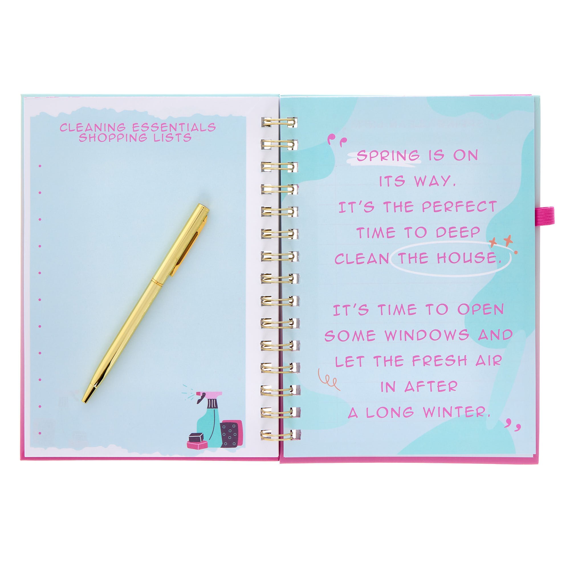 A5 Happy Home Cleaning Journal & Pen