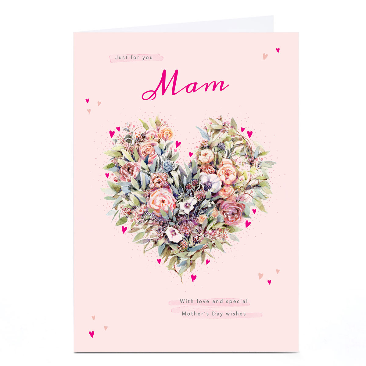 Personalised Mother's Day Card - Floral Wreath Heart, Mam