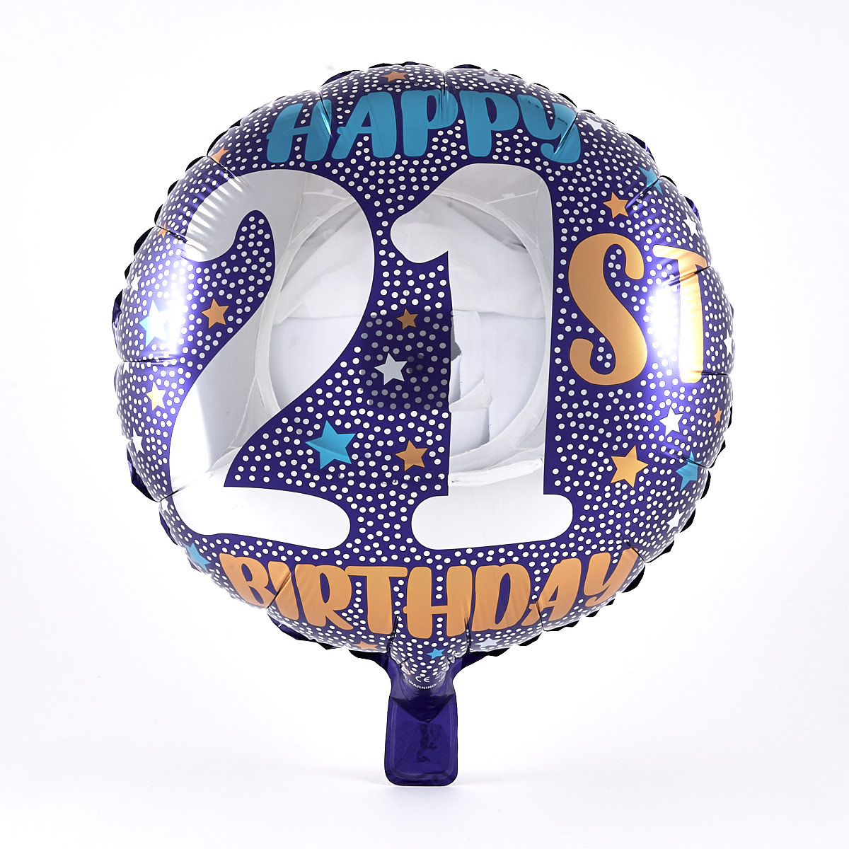 Happy 21st Birthday Blue Spotty Foil Helium Balloon