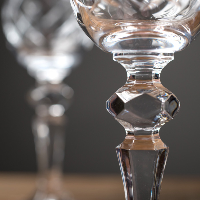 Engraved Cut Crystal Champagne Flutes With Laurent Perrier Champagne