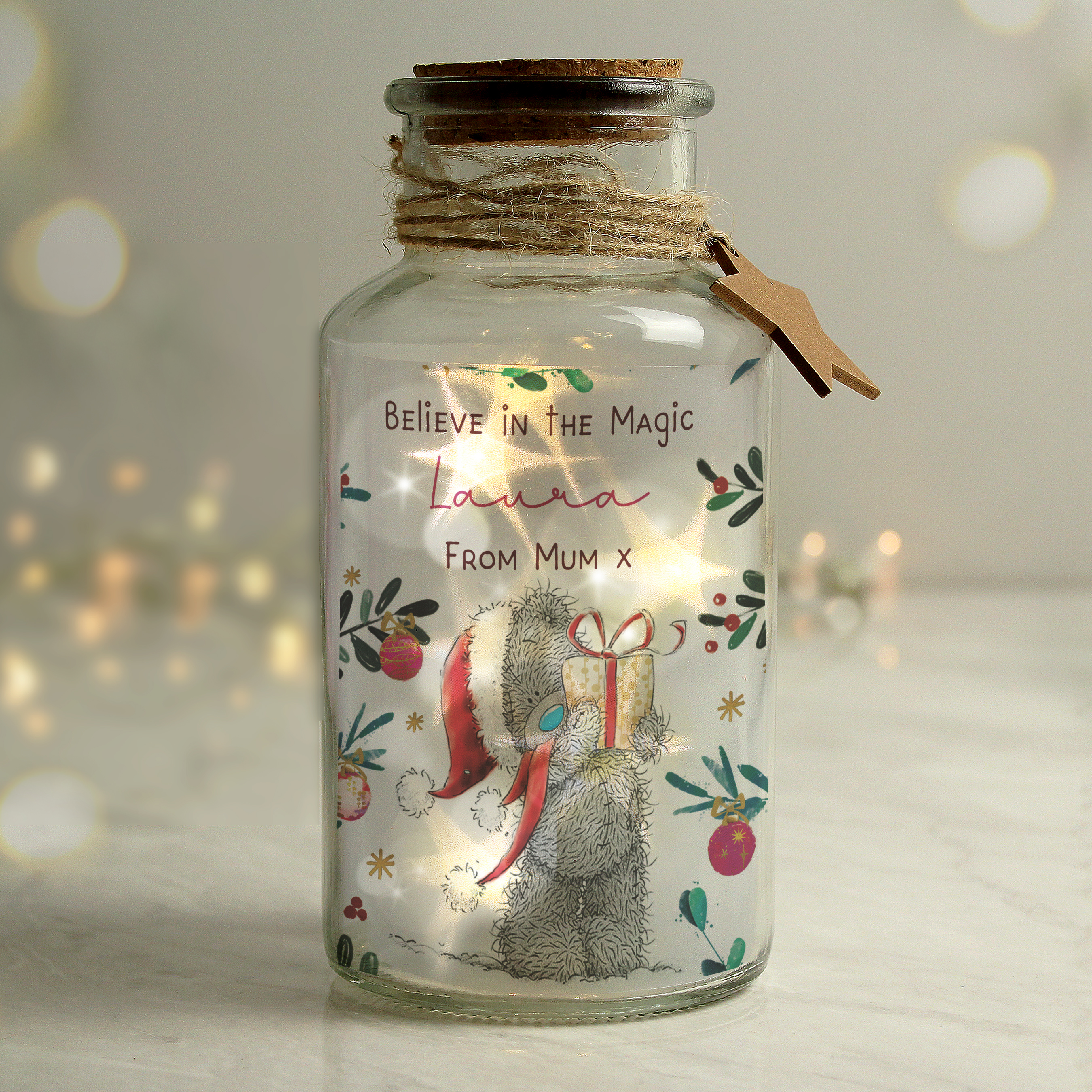 Personalised Me To You Tatty Teddy Cosy Winter LED Jar