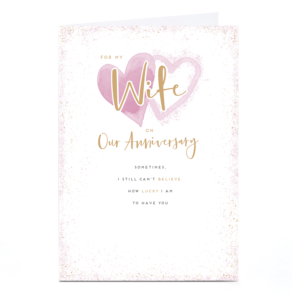 Personalised Anniversary Card - Pink Hearts How Lucky I Am, Wife