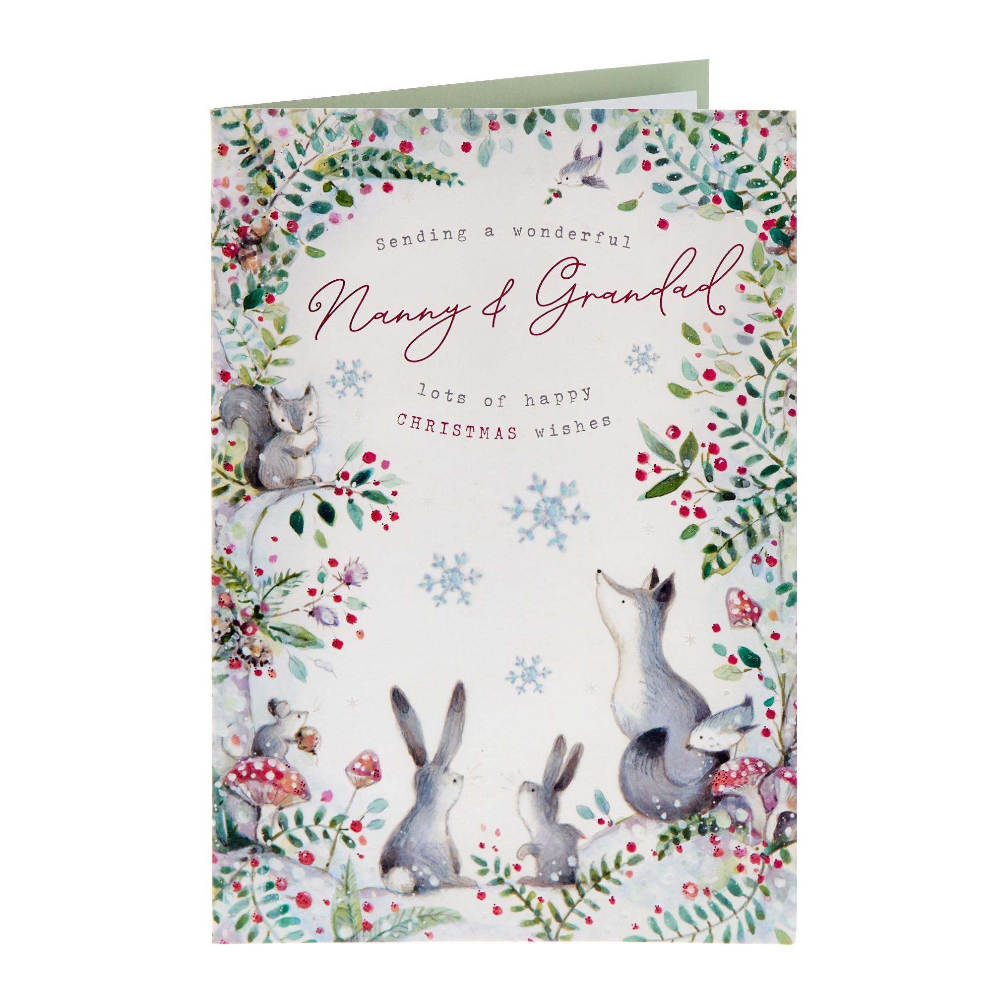 Nanny & Grandad Rabbit & Fox Christmas Card