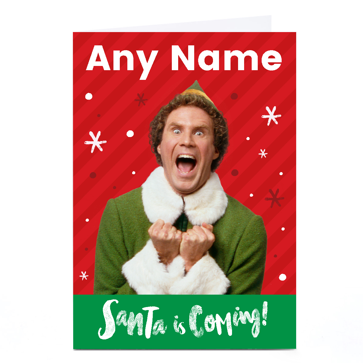 Personalised Elf Christmas Card - Santa is Coming, Any Name