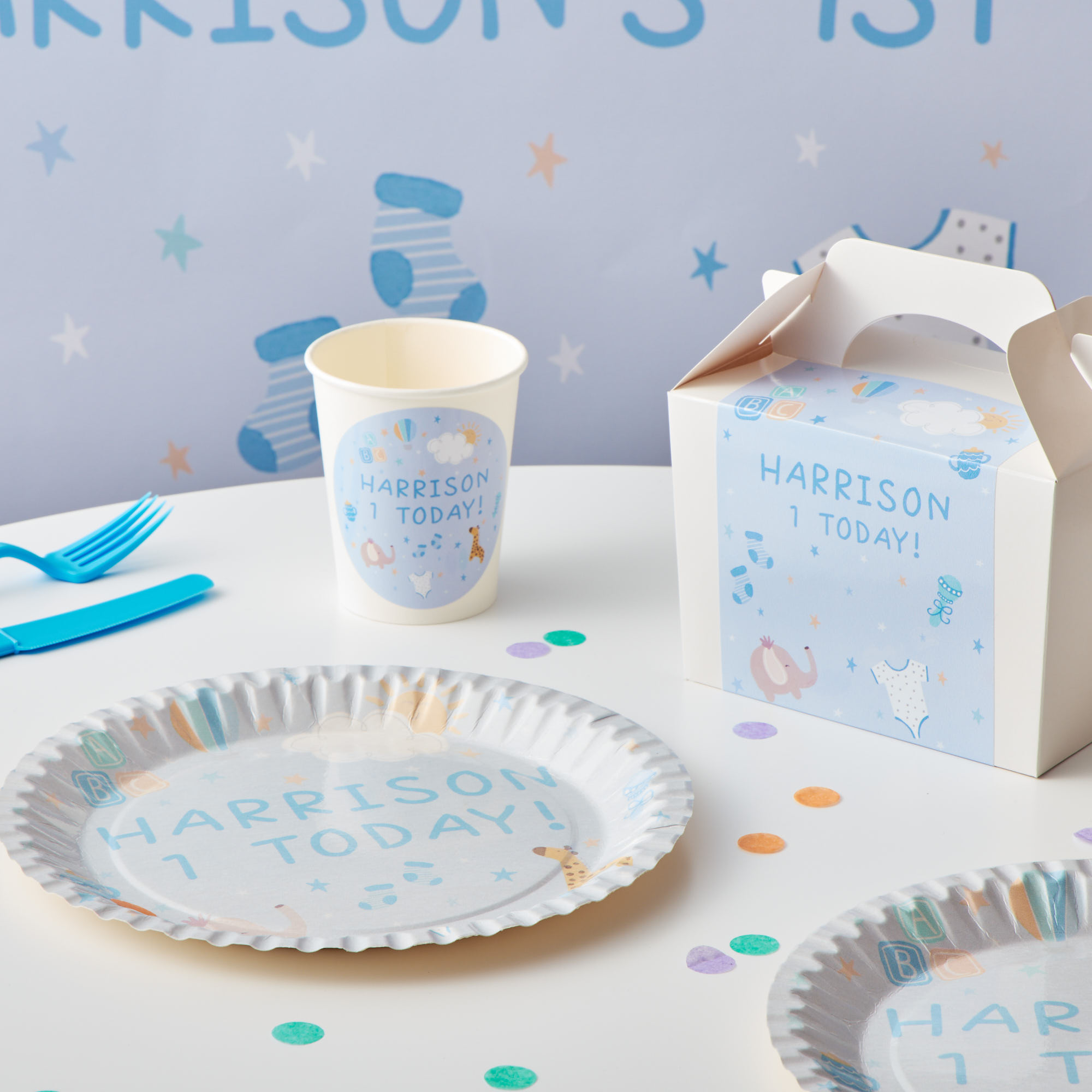 Baby Blue Personalised Party Plate