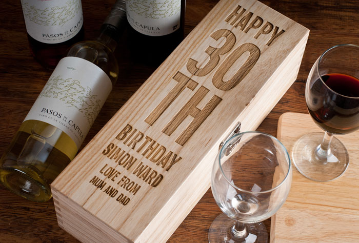 Personalised Glenfiddich Wooden Whisky Gift Box - 30th Birthday