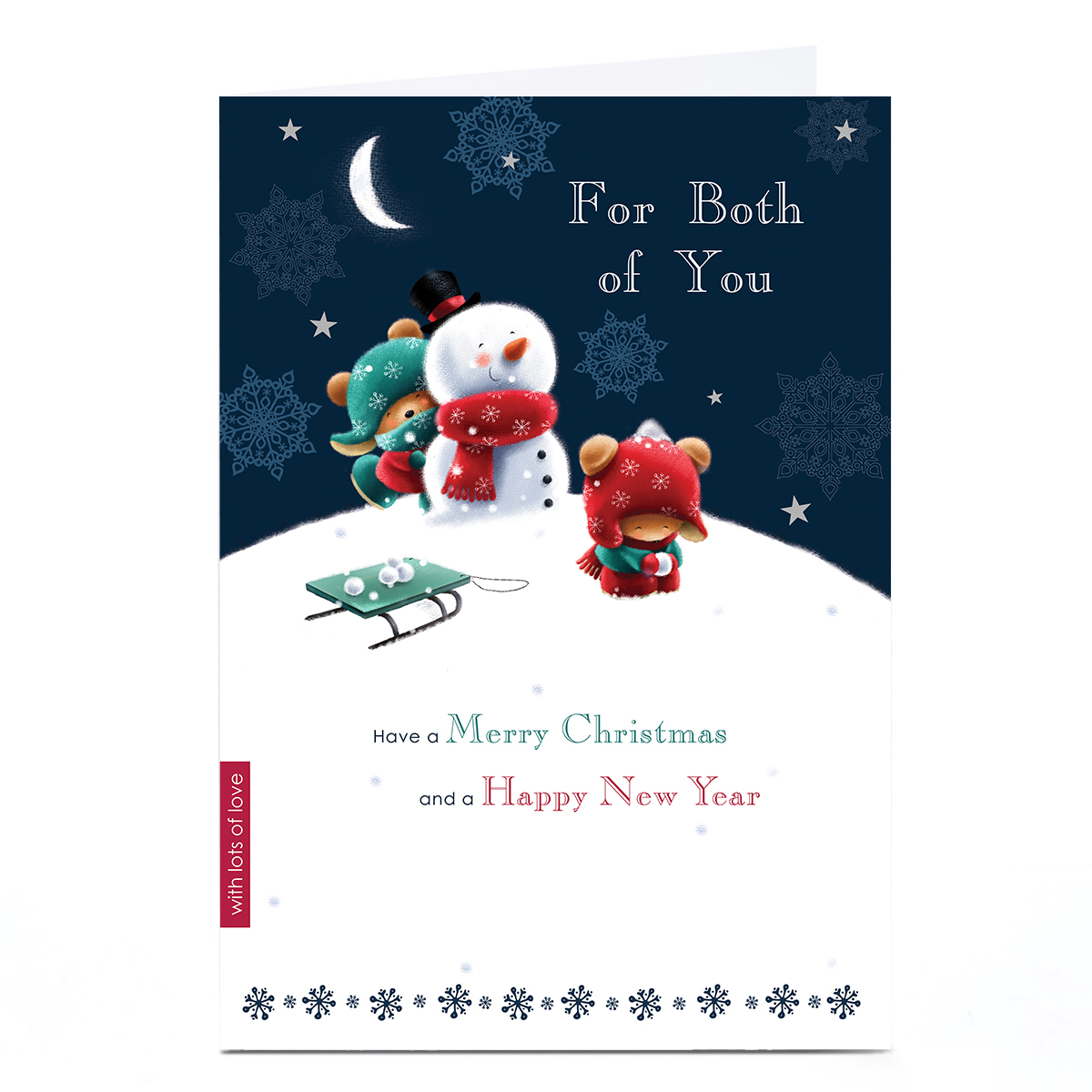 Personalised Christmas Card - Cute Bears Snowball Fight, Both of You