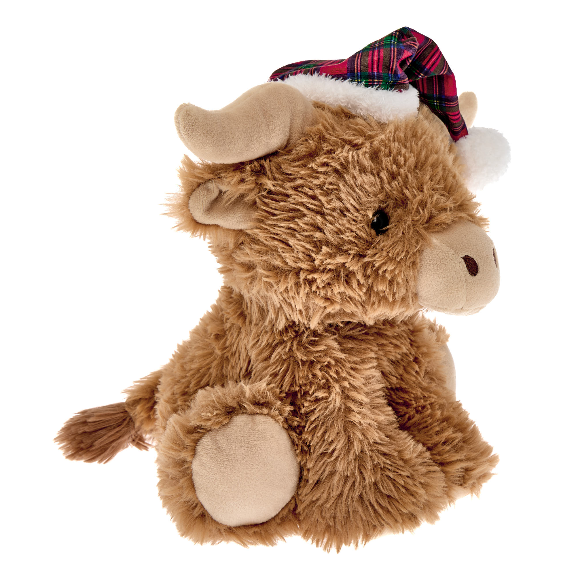 Medium Highland Cow In Santa Hat Soft Toy