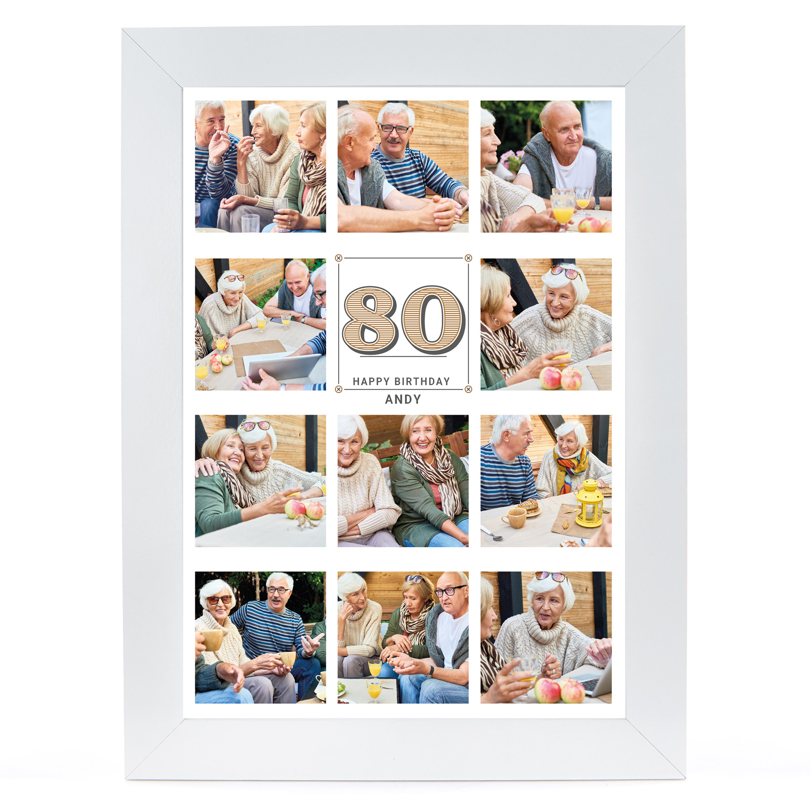 Personalised 80th Birthday Milestone Age Photo Print - Vintage Collage, Editable Age