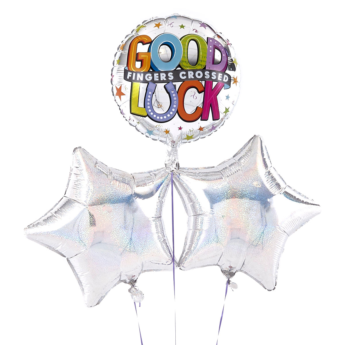 Good Luck (Fingers Crossed) Silver Balloon Bouquet - DELIVERED INFLATED!