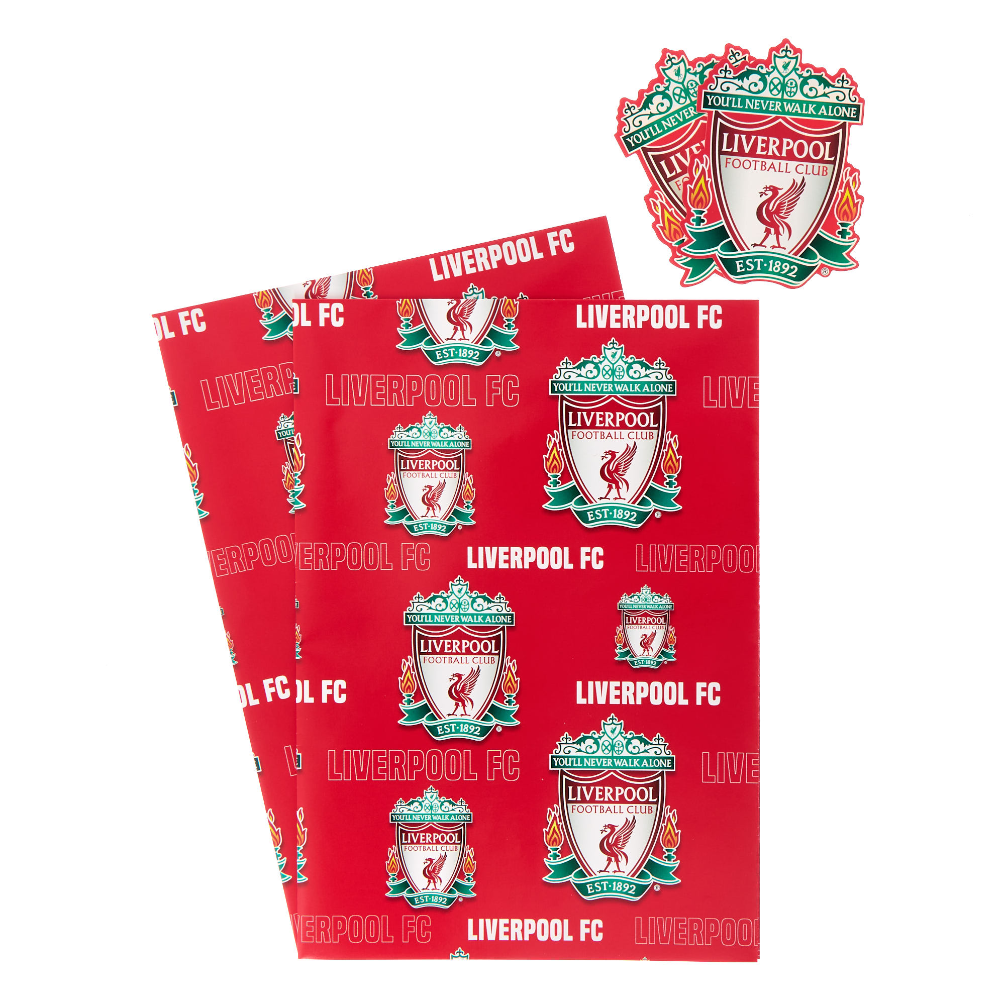 Liverpool FC Wrapping Paper - 2 Sheets & 2 Tags