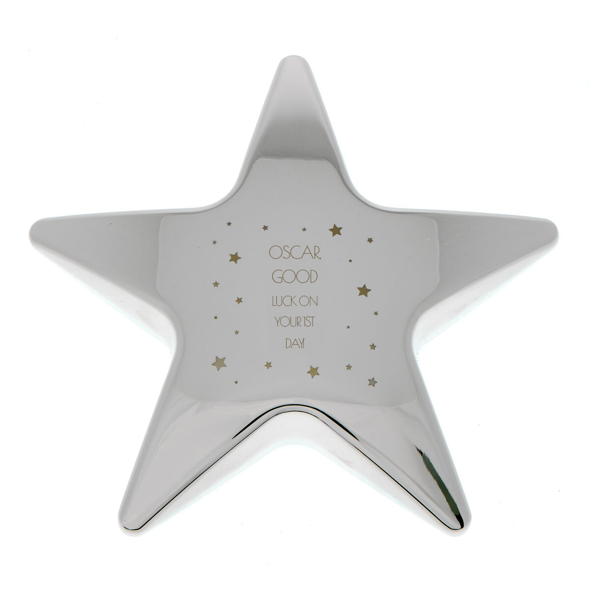 Personalised Engraved Silver Star Paperweight - 1st Day of School