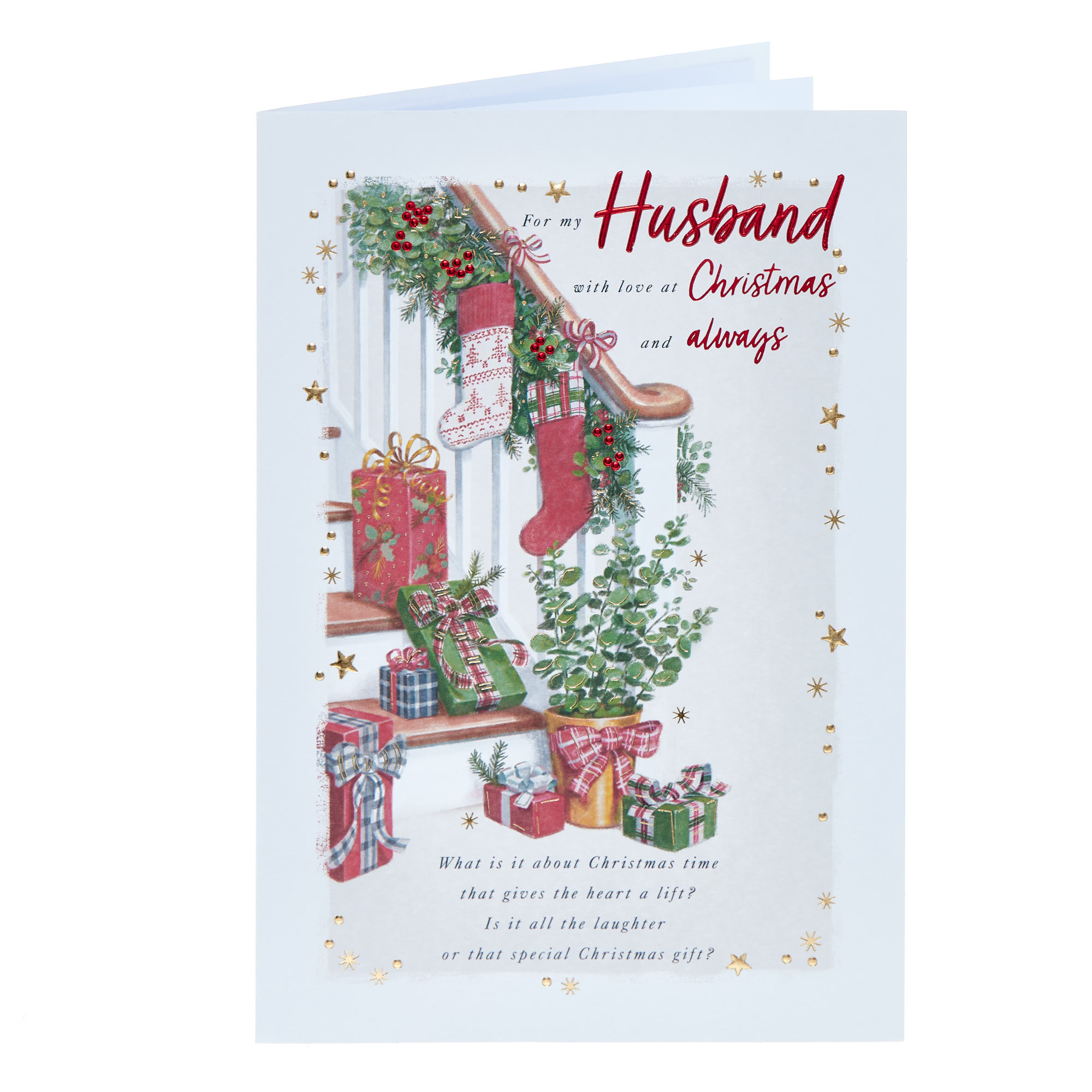 Husband Festive Staircase Christmas Card