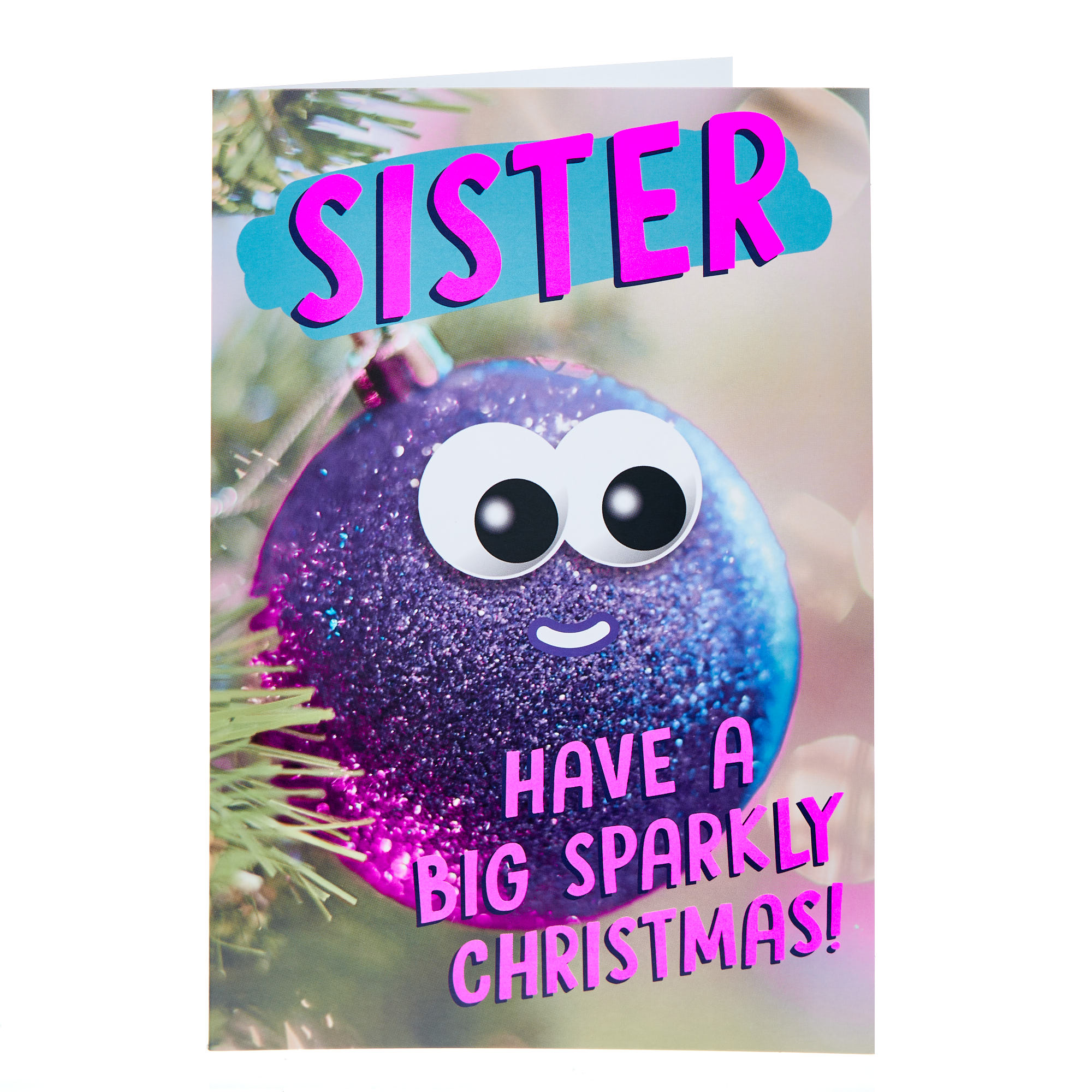 Sister Big & Sparkly Bauble Christmas Card