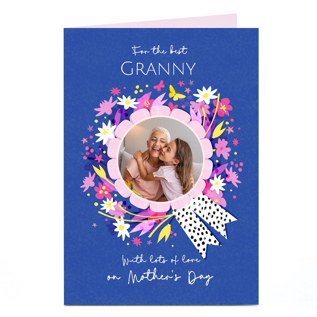 Photo Mother's Day Card - Floral Ribbon, Best Granny