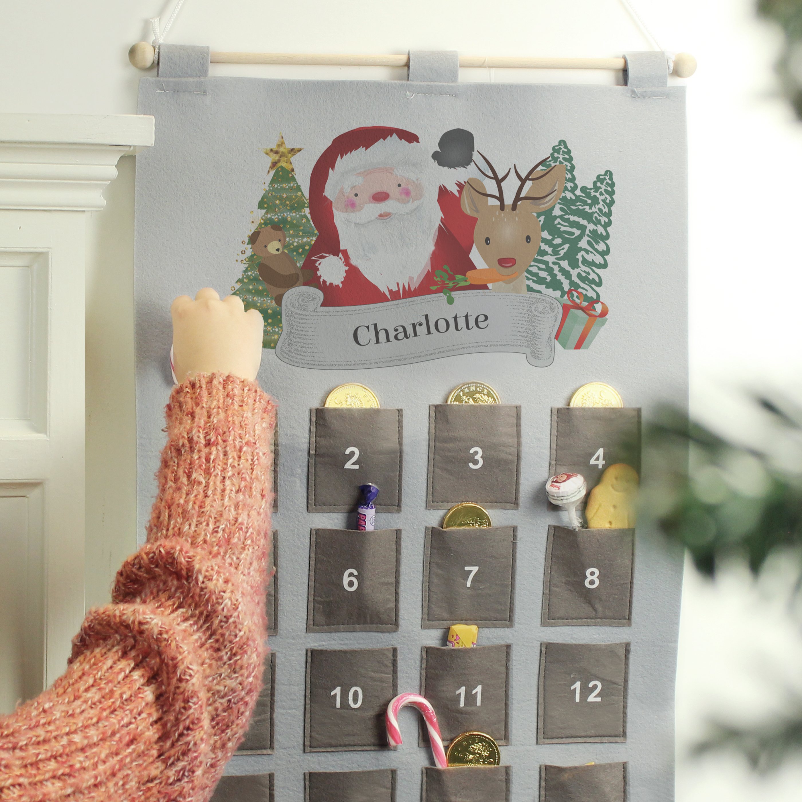 Personalised Silver Santa Advent Calendar