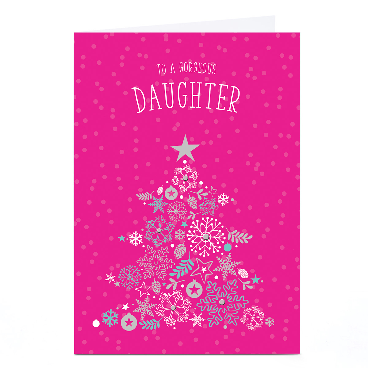 Personalised Christmas Card - Pink Floral Snowflake Tree, Daughter