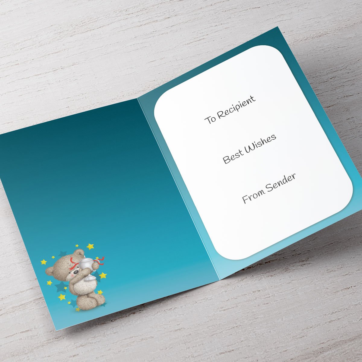 Personalised Hugs Congratulations Card - Bear & Trophy