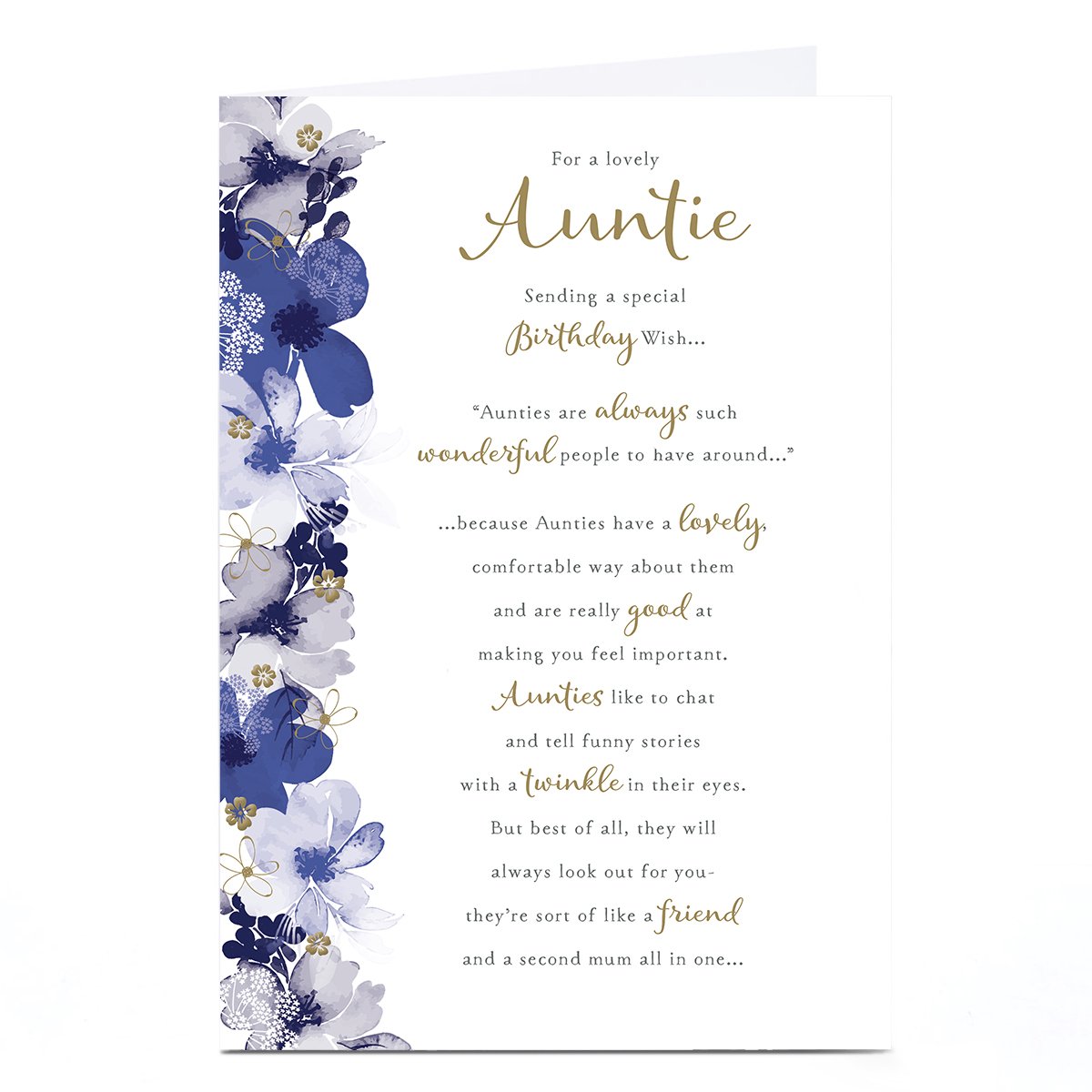 Personalised Birthday Card - Always Wonderful, Auntie