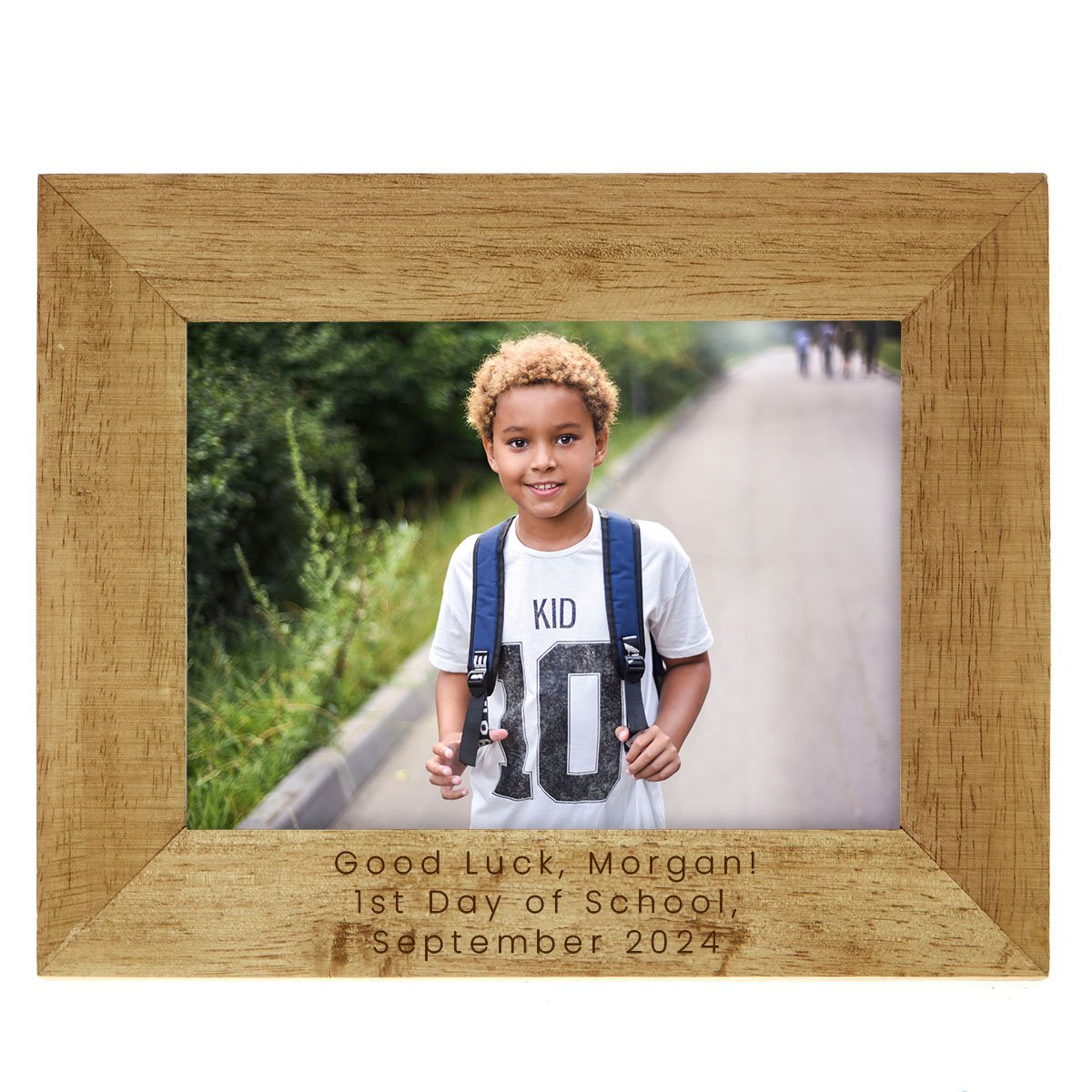 Personalised Engraved Wooden Photo Frame - First Day