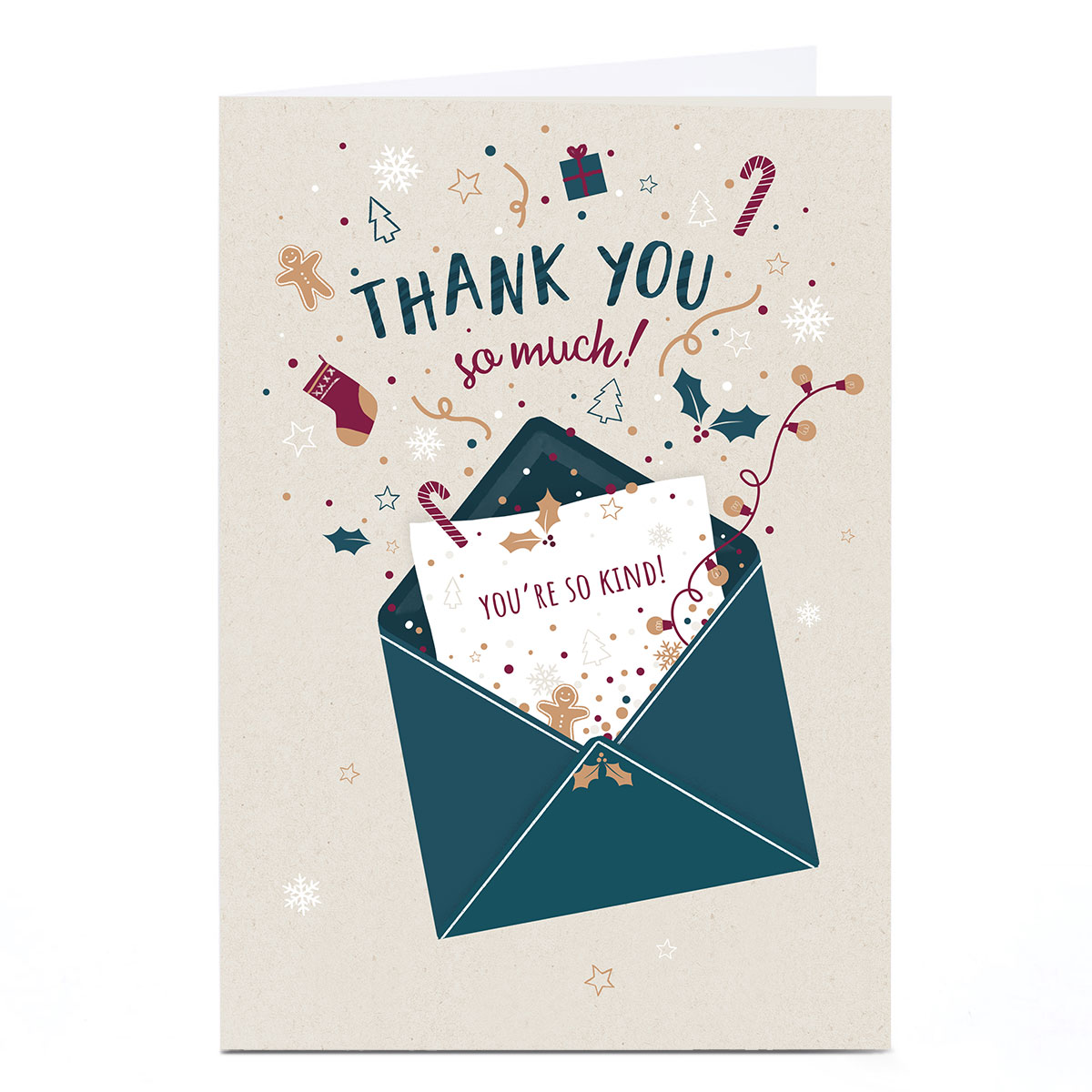 Personalised Christmas Thank You Card - Festive Envelope