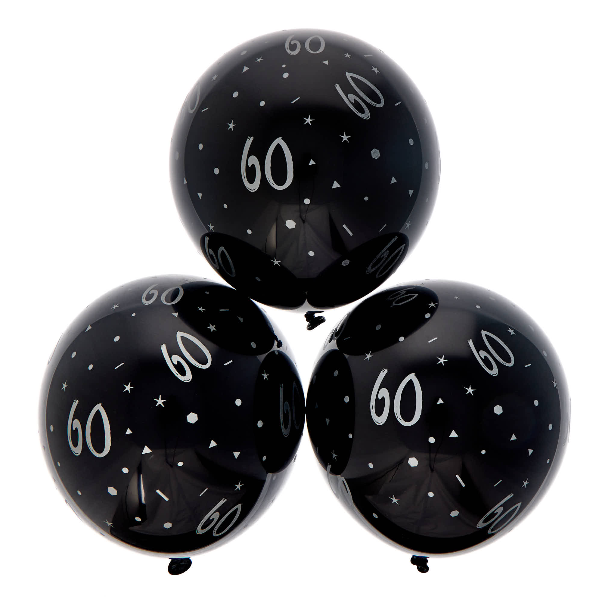 Buy Latex Black & Silver 60th Birthday Balloons - Pack of 6 for GBP 1. ...