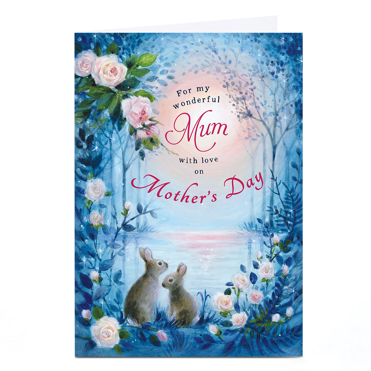 Personalised Mother's Day Card - Roses and Rabbits, Mum