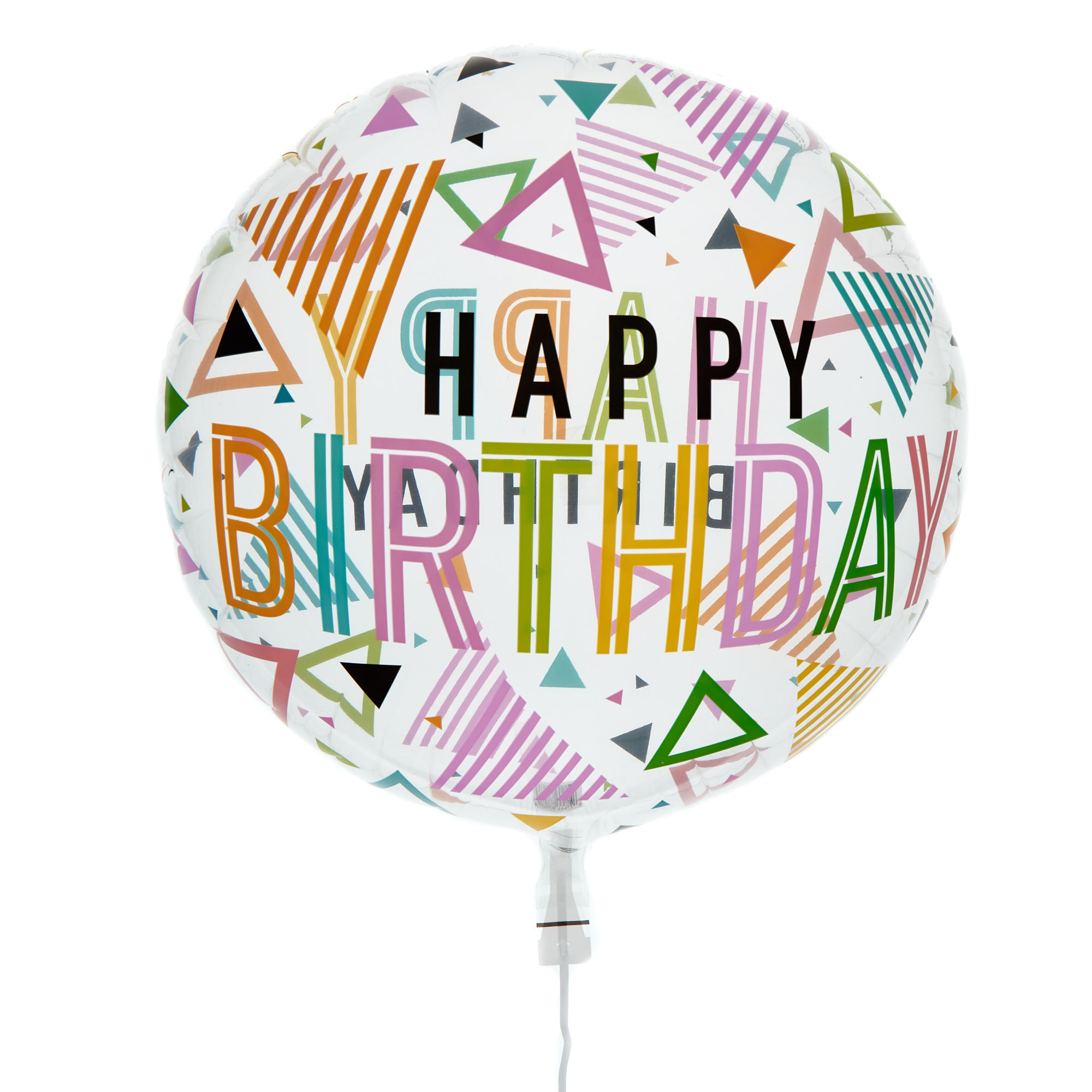 22-Inch Happy Birthday Triangles Bubble Balloon - DELIVERED INFLATED!