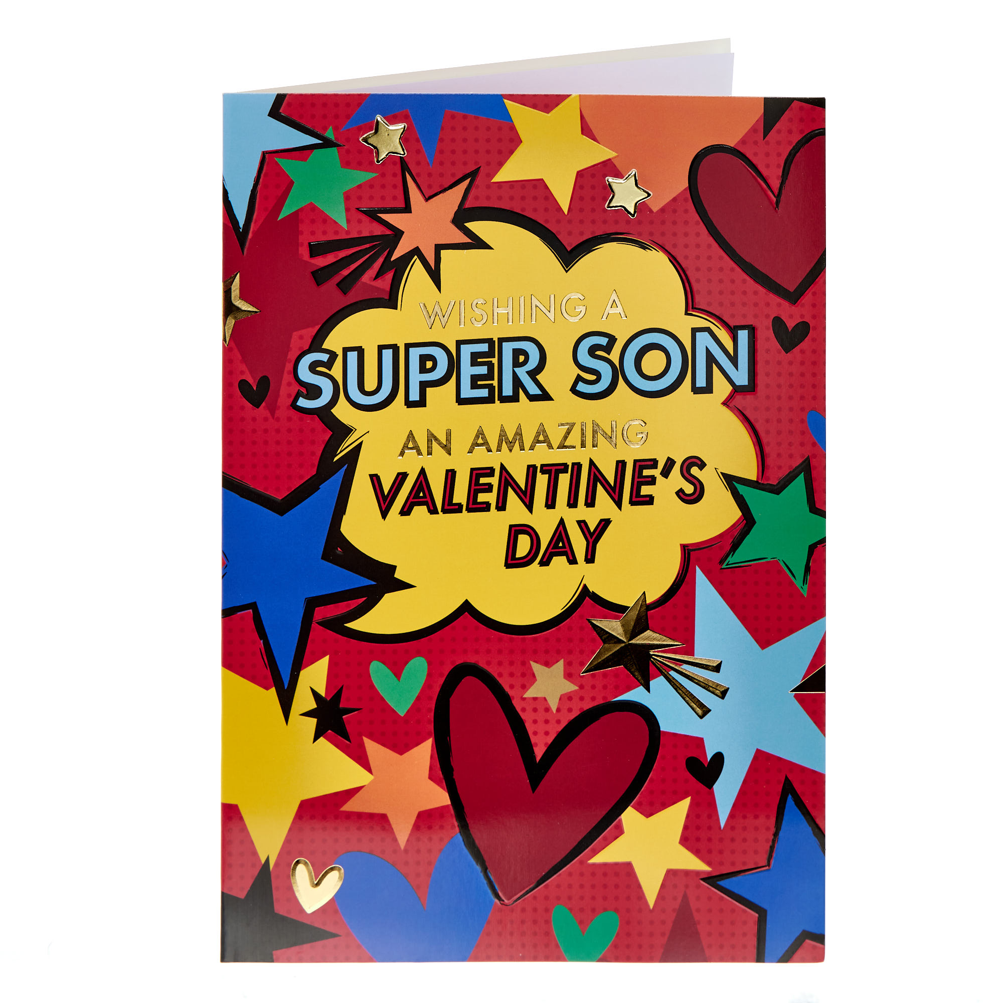 Son Super Hearts & Stars Valentine's Day Card