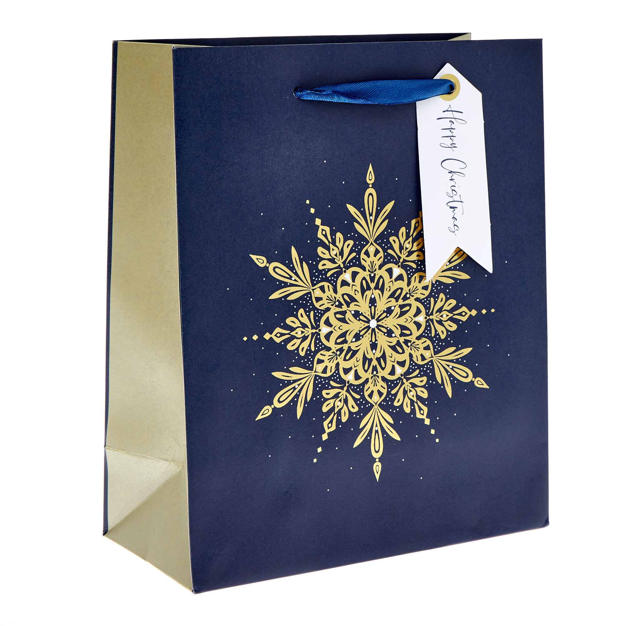 Gold Snowflake Medium Portrait Christmas Gift Bag